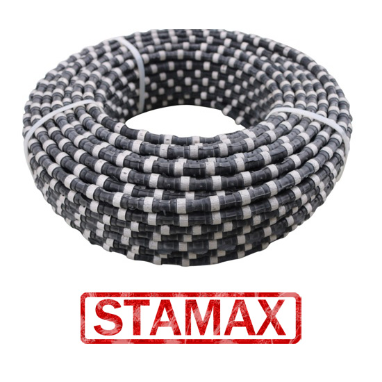 Rubber diamond wire saw for granite quarrying